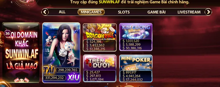Sảnh Minigame SunWin Đang Khuynh Đảo Cộng Đồng Game Thủ Trực Tuyến
